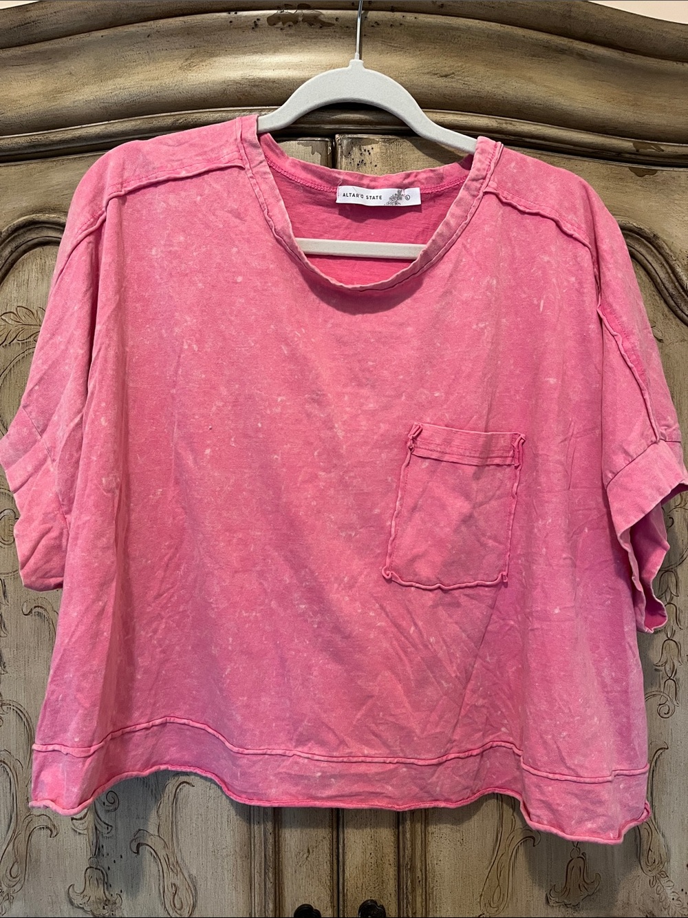Altar'd State Pocket Tee boxy crop cotton acid wash